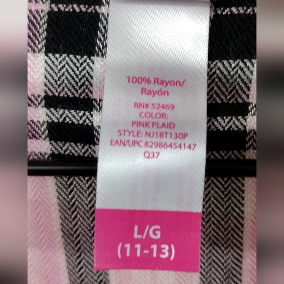 NWT No Boundaries Plaid Boho Top Women's L Pink Black Barbiecore Retro Romantic - Picture 11 of 11